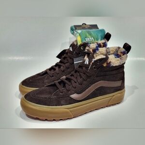 VANS Sk8-Hi MTE 1 PrimaLoft Suede Faux Sherpa Brown Gum Womens Size 8.5 Bundle